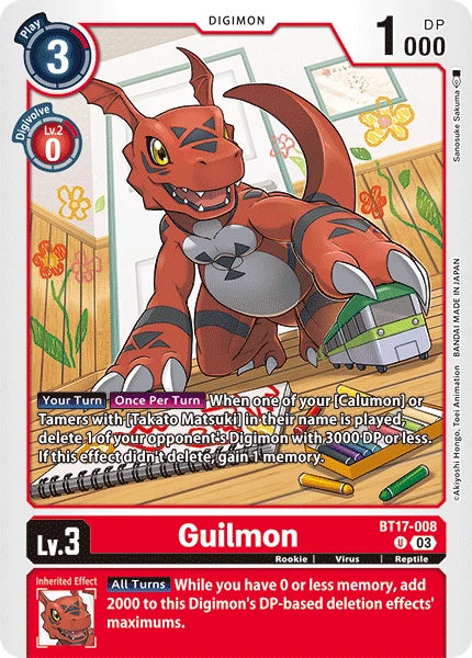 Digimon Card Game Sammelkarte BT17-008 Guilmon