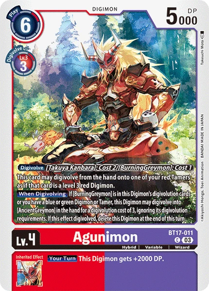 Digimon Card Game Sammelkarte BT17-011 Agunimon