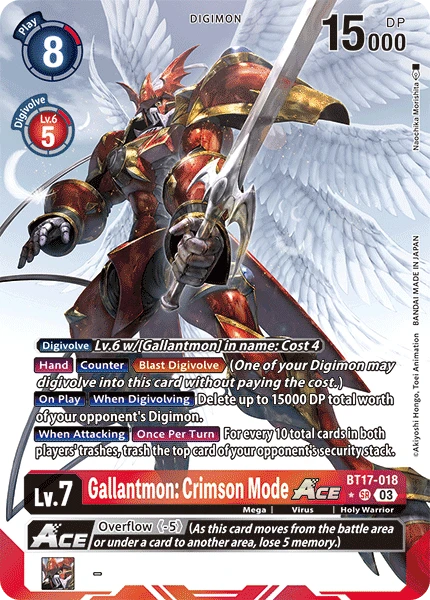 Digimon Card Game Sammelkarte BT17-018 Gallantmon: Crimson Mode ACE alternatives Artwork 1