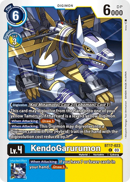 Digimon Card Game Sammelkarte BT17-023 KendoGarurumon