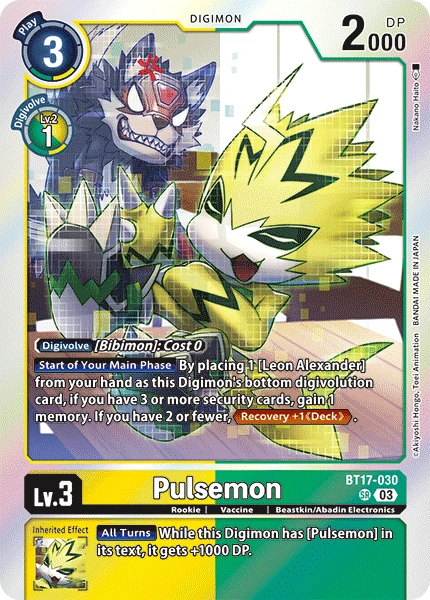 Digimon Card Game Sammelkarte BT17-030 Pulsemon