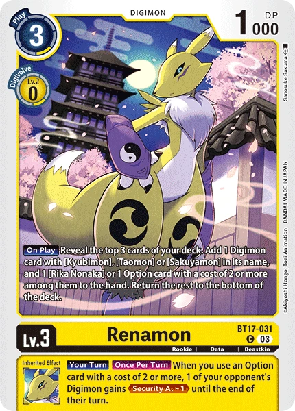 Digimon Card Game Sammelkarte BT17-031 Renamon