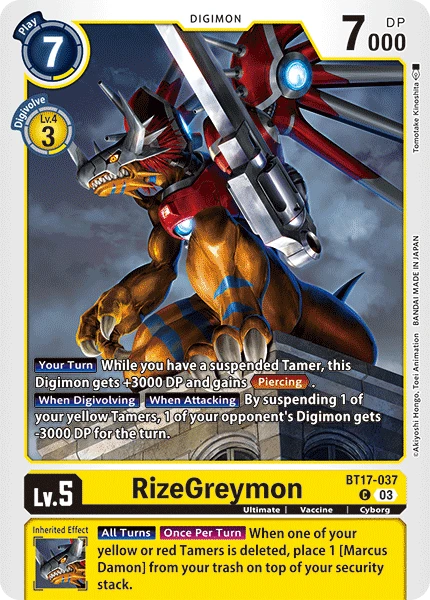 Digimon Card Game Sammelkarte BT17-037 RizeGreymon