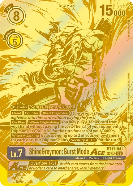 Digimon Card Game Sammelkarte BT17-041 ShineGreymon: Burst Mode ACE alternatives Artwork 2