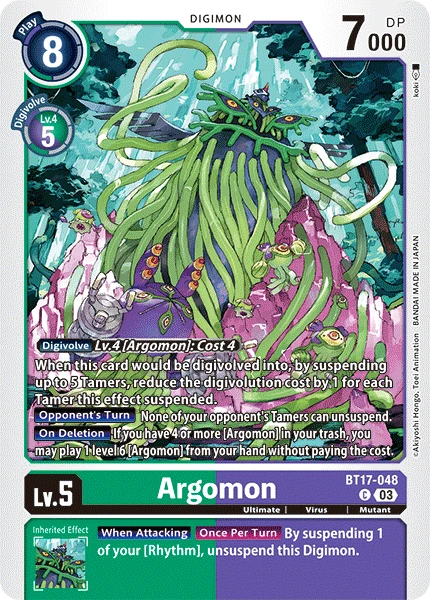 Digimon Card Game Sammelkarte BT17-048 Argomon