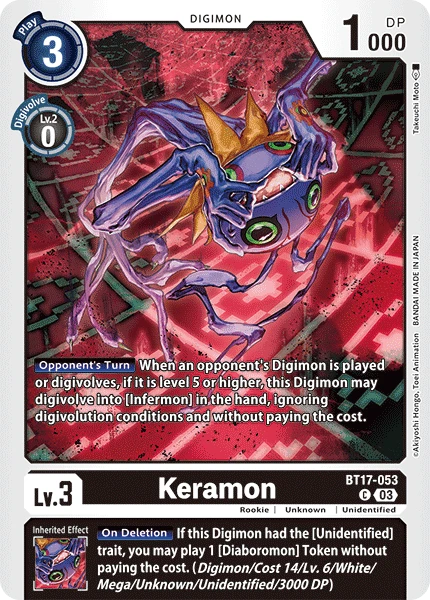 Digimon Card Game Sammelkarte BT17-053 Keramon