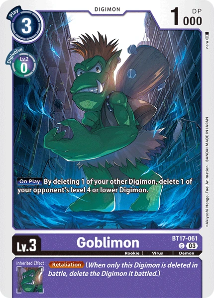 Digimon Card Game Sammelkarte BT17-061 Goblimon