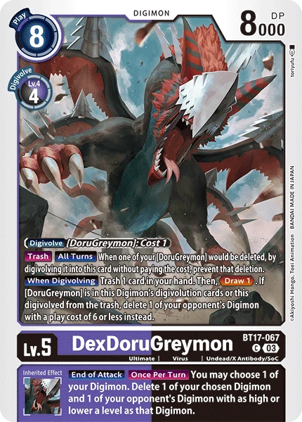 Digimon Card Game Sammelkarte BT17-067 DexDoruGreymon