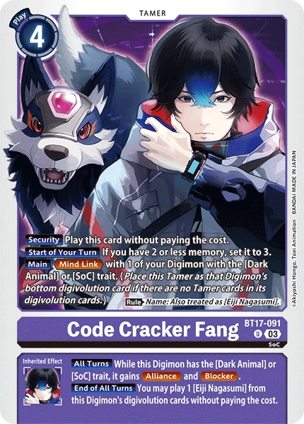 Digimon Card Game Sammelkarte BT17-091 Code Cracker Fang