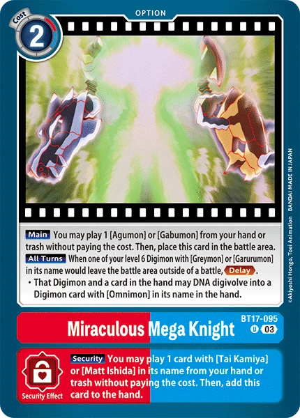 Digimon Card Game Sammelkarte BT17-095 Miraculous Mega Knight