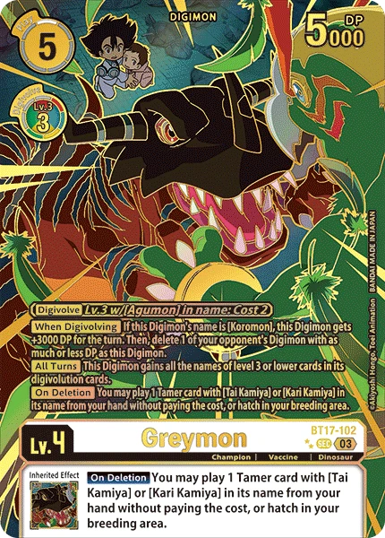 Digimon Card Game Sammelkarte BT17-102 Greymon alternatives Artwork 3