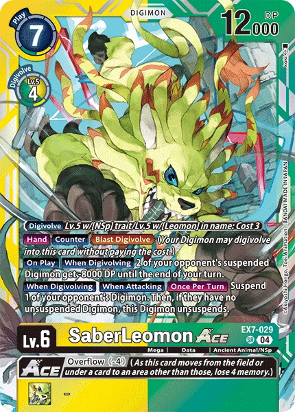 Digimon Card Game Sammelkarte EX7-029 SaberLeomon ACE