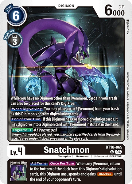 Digimon Card Game Sammelkarte BT18-065 Snatchmon