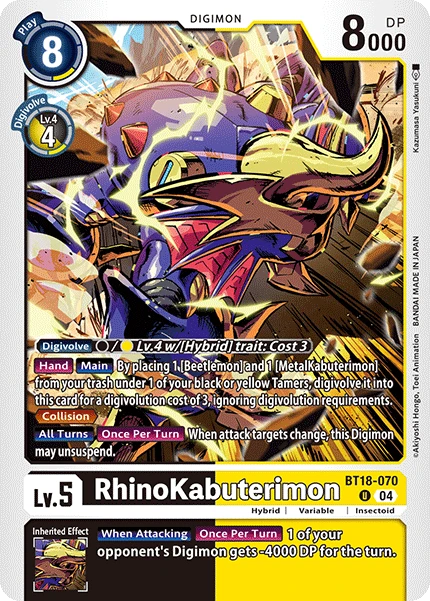 Digimon Card Game Sammelkarte BT18-070 RhinoKabuterimon