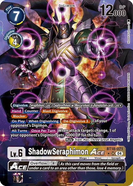 Digimon Card Game Sammelkarte BT18-071 ShadowSeraphimon ACE alternatives Artwork 1