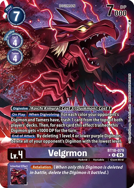 Digimon Card Game Sammelkarte BT18-079 Velgrmon alternatives Artwork 1