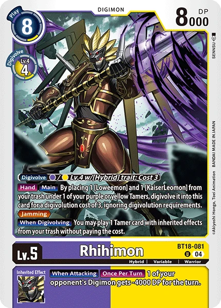 Digimon Card Game Sammelkarte BT18-081 Rhihimon