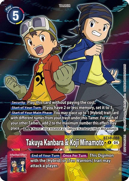 Digimon Card Game Sammelkarte BT18-088 Takuya Kanbara & Koji Minamoto alternatives Artwork 1