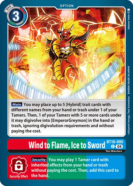 Digimon Card Game Sammelkarte BT18-095 Wind to Flame, Ice to Sword