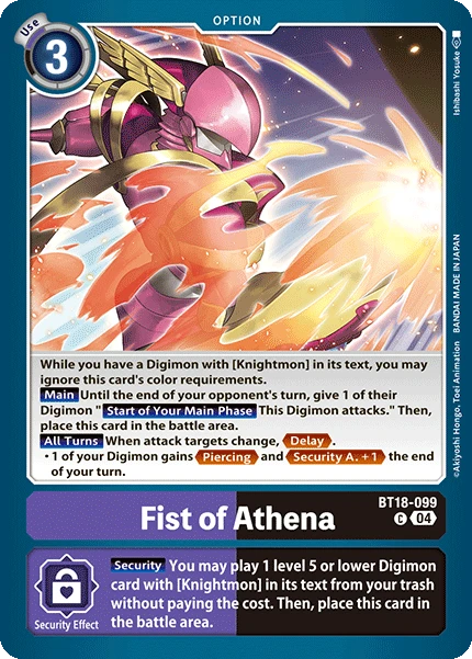 Digimon Card Game Sammelkarte BT18-099 Fist of Athena