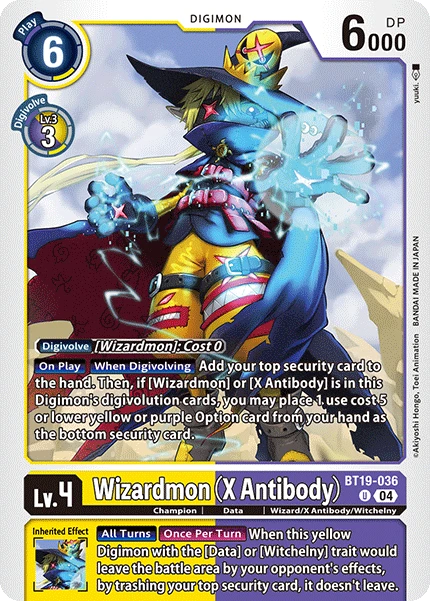 Digimon Card Game Sammelkarte BT19-036 Wizardmon (X Antibody)