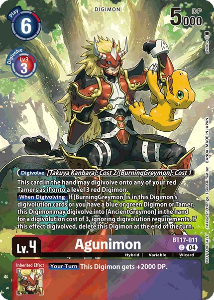 Digimon Card Game Sammelkarte BT17-011 Agunimon alternatives Artwork 1