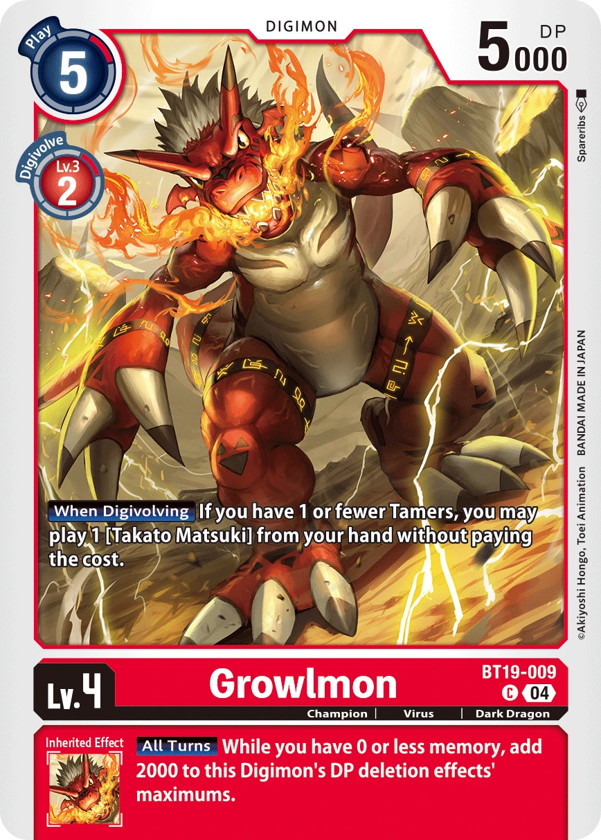 Digimon Card Game Sammelkarte BT19-009 Growlmon