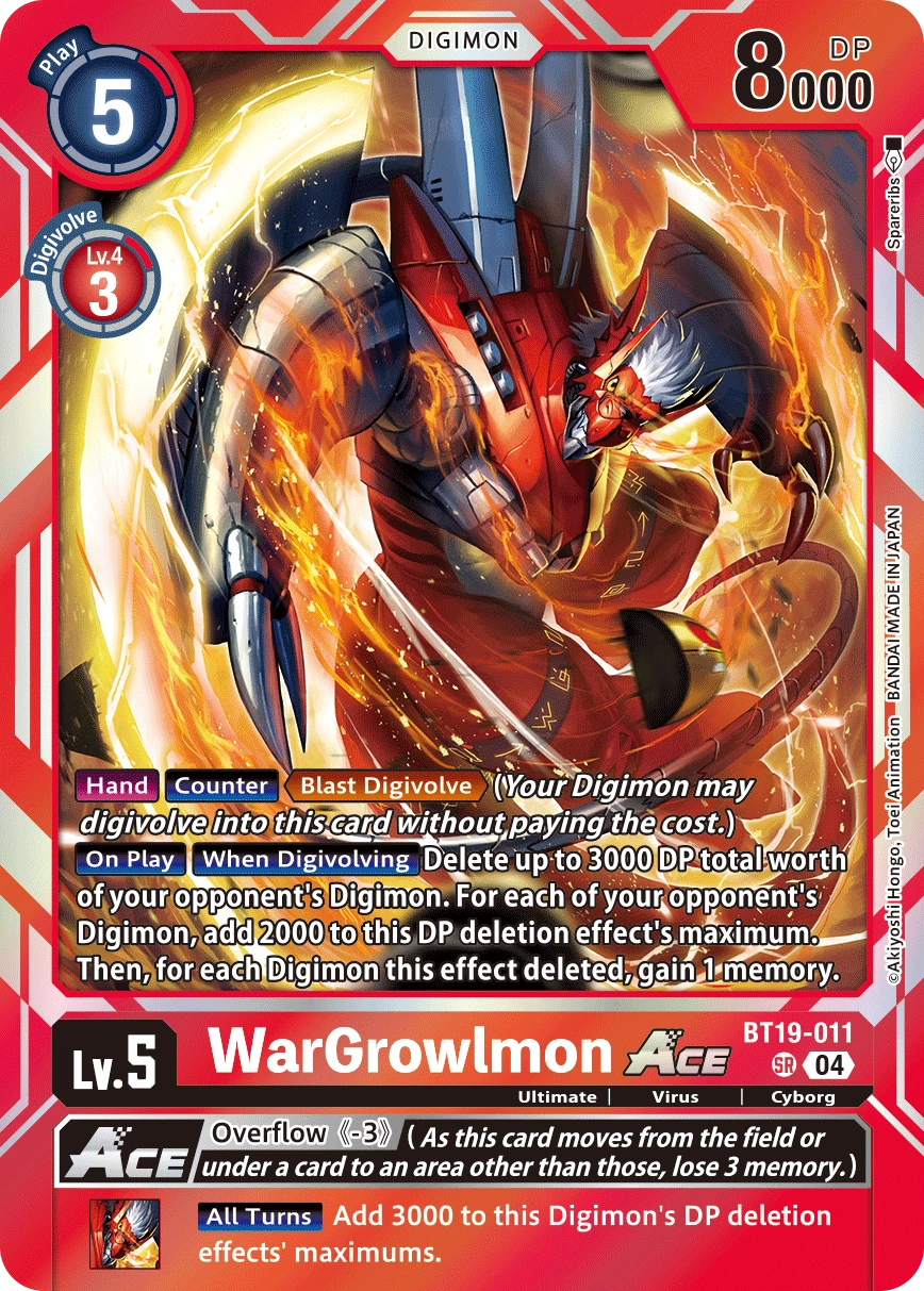 Digimon Card Game Sammelkarte BT19-011 WarGrowlmon ACE