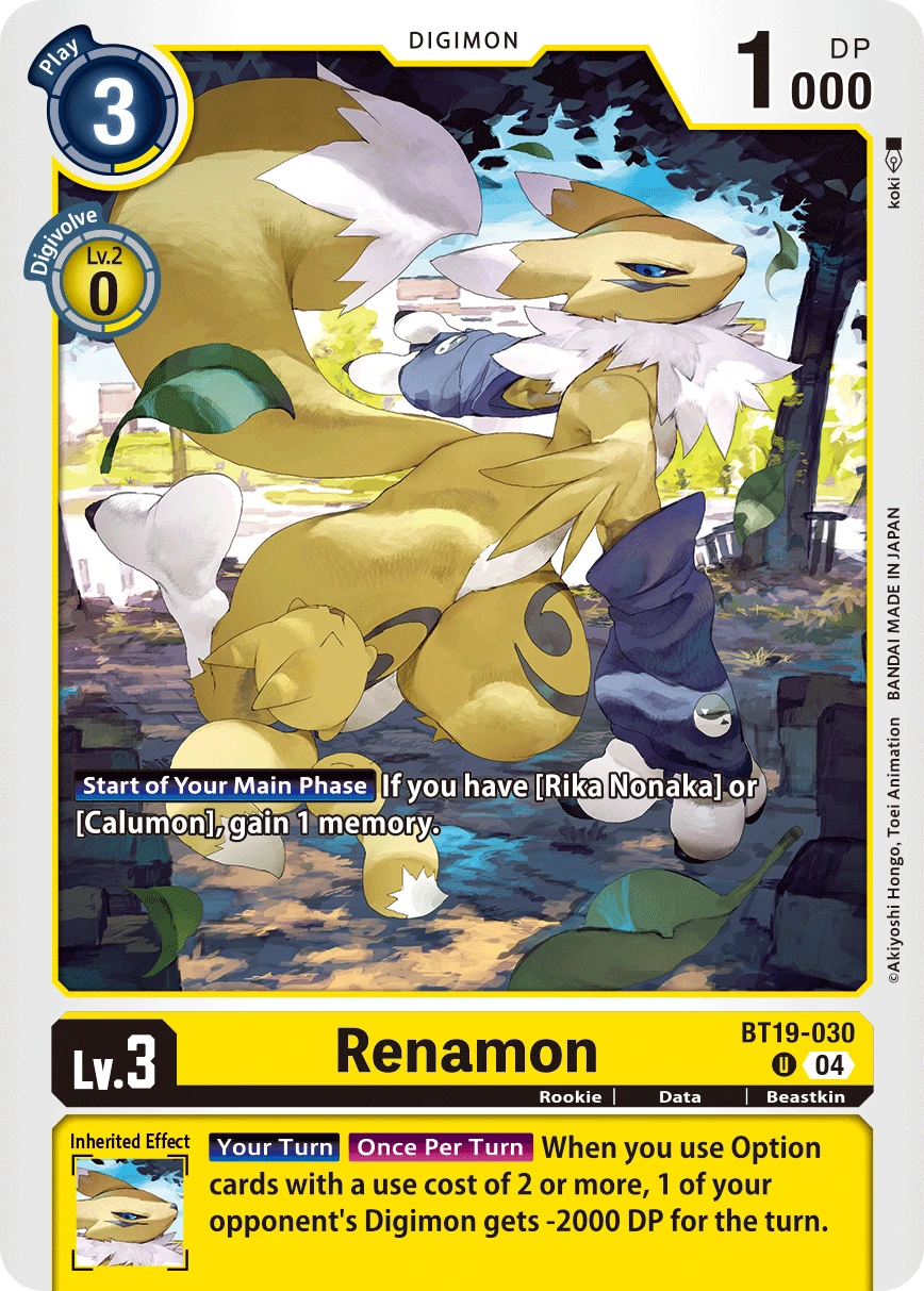 Digimon Card Game Sammelkarte BT19-030 Renamon