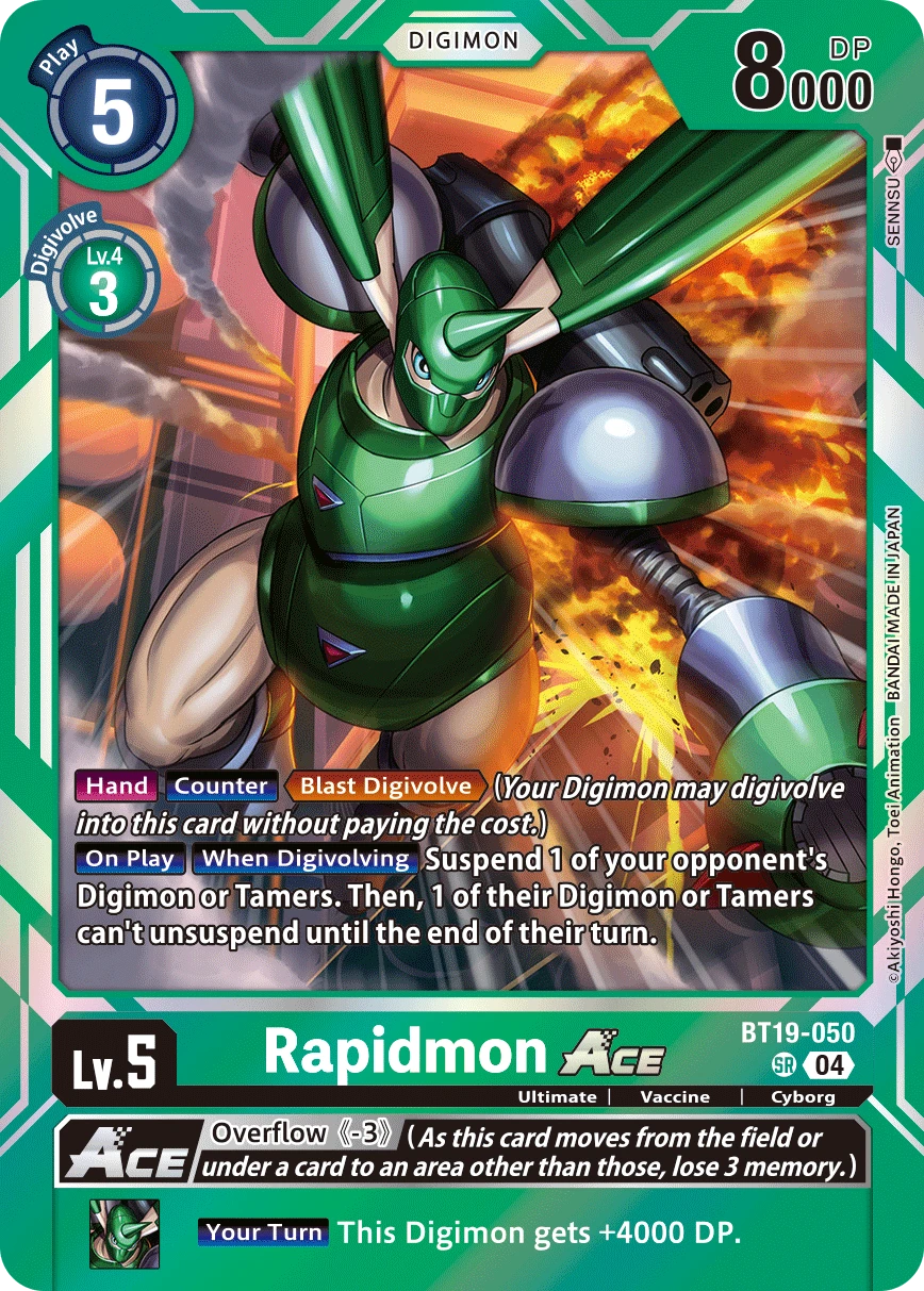 Digimon Card Game Sammelkarte BT19-050 Rapidmon ACE