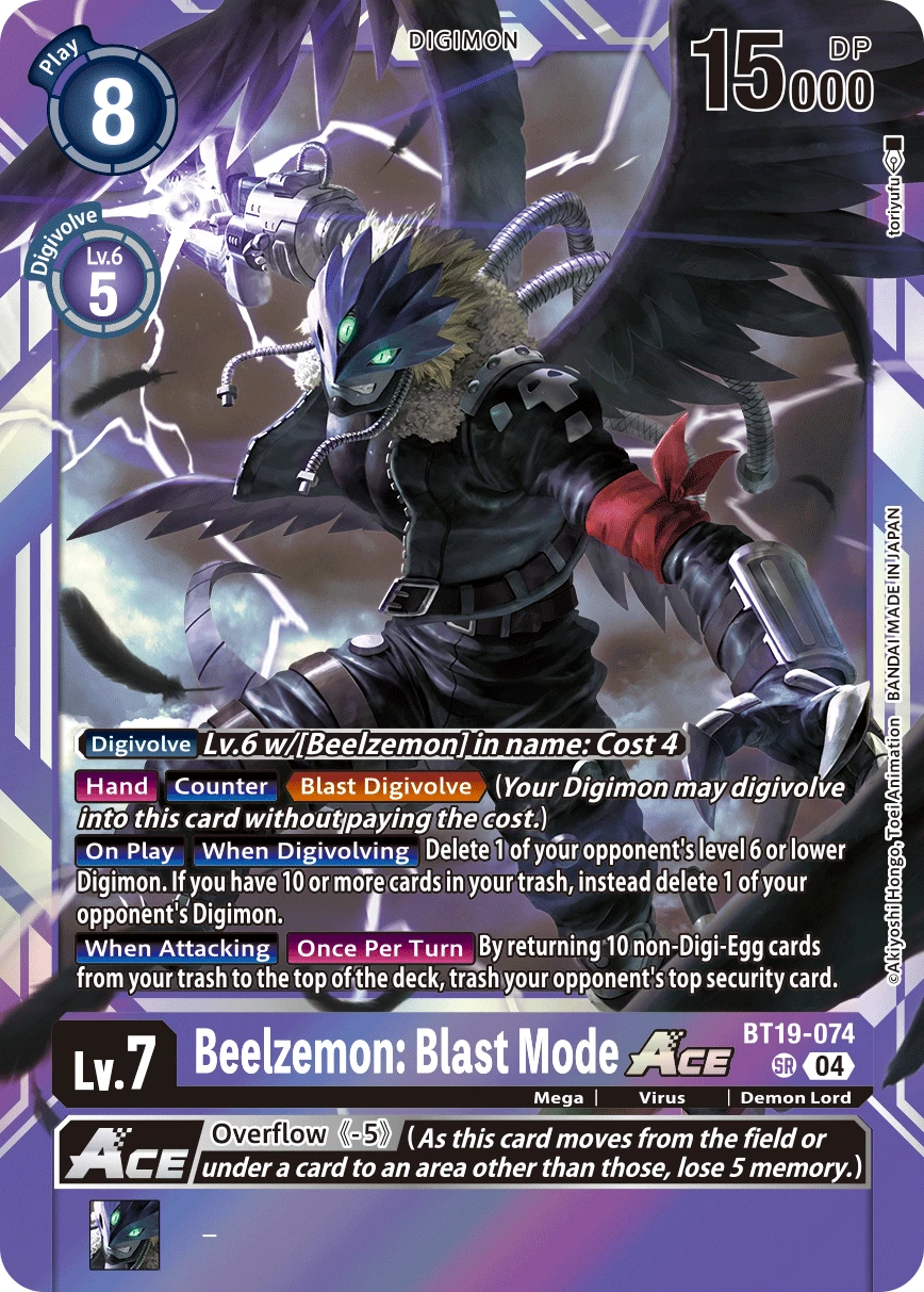 Digimon Card Game Sammelkarte BT19-074 Beelzemon: Blast Mode ACE