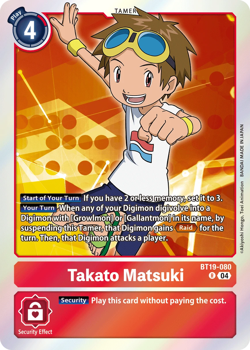 Digimon Card Game Sammelkarte BT19-080 Takato Matsuki