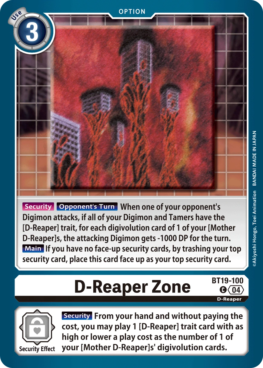 Digimon Card Game Sammelkarte BT19-100 D-Reaper Zone