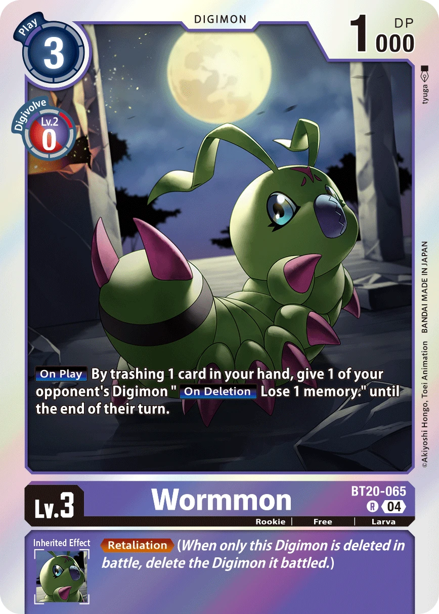 Digimon Card Game Sammelkarte BT20-065 Wormmon