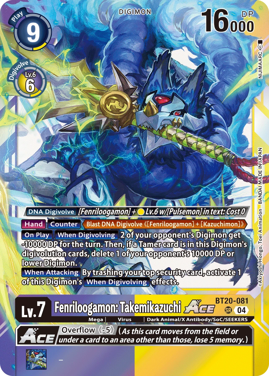 Digimon Card Game Sammelkarte BT20-081 Fenriloogamon: Takemikazuchi ACE