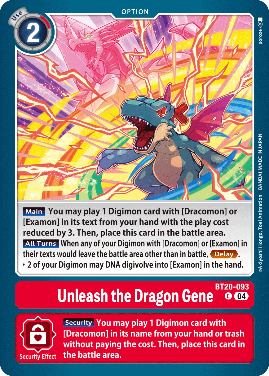 Digimon Card Game Sammelkarte BT20-093 Unleash the Dragon Gene