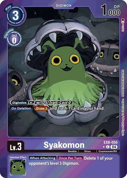 Digimon Card Game Sammelkarte EX8-056 Syakomon alternatives Artwork 1