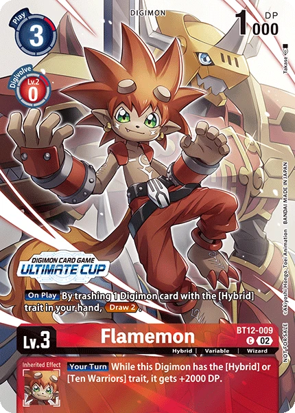 Digimon Card Game Sammelkarte BT12-009 Flamemon alternatives Artwork 1