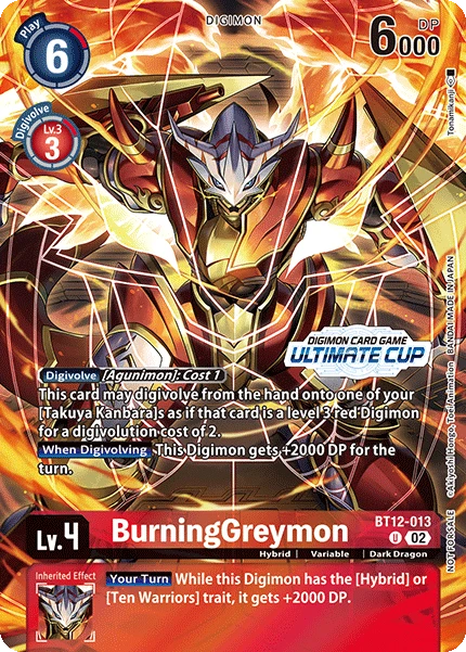 Digimon Card Game Sammelkarte BT12-013 BurningGreymon alternatives Artwork 1