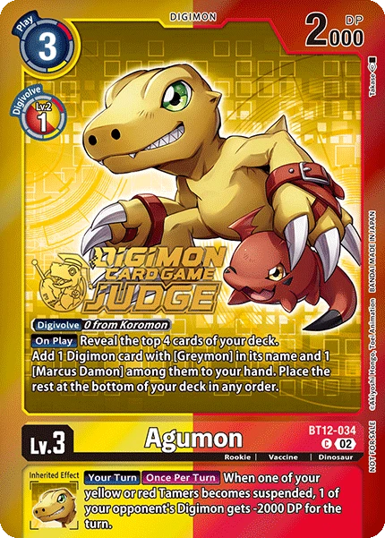 Digimon Card Game Sammelkarte BT12-034 Agumon alternatives Artwork 2
