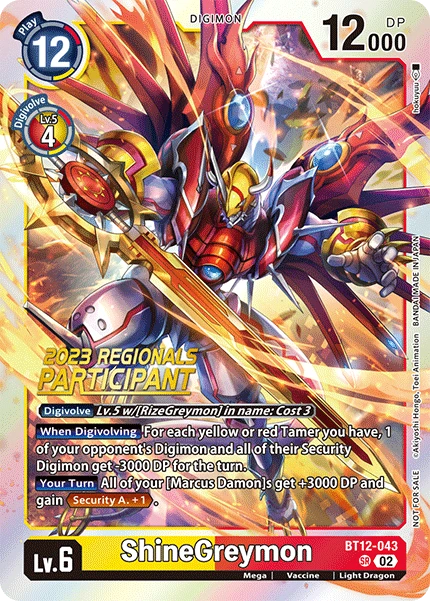 Digimon Card Game Sammelkarte BT12-043 ShineGreymon alternatives Artwork 2