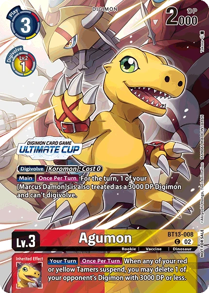 Digimon Card Game Sammelkarte BT13-008 Agumon alternatives Artwork 1