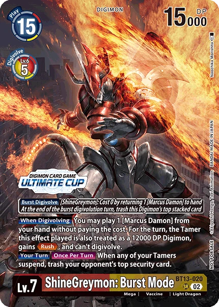 Digimon Card Game Sammelkarte BT13-020 ShineGreymon: Burst Mode alternatives Artwork 3