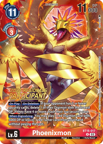 Digimon Card Game Sammelkarte BT15-017 Phoenixmon alternatives Artwork 1