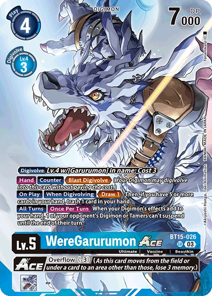 Digimon Card Game Sammelkarte BT15-026 WereGarurumon ACE alternatives Artwork 3
