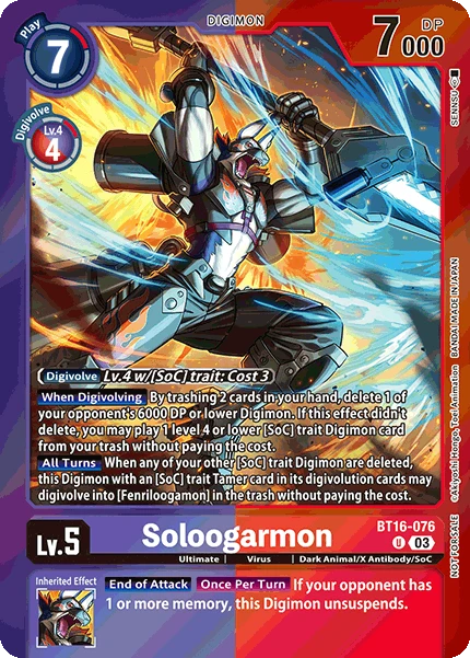Digimon Card Game Sammelkarte BT16-076 Soloogarmon alternatives Artwork 1