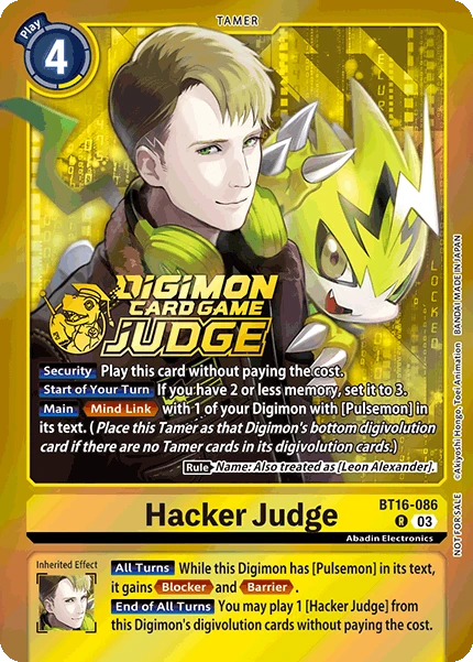 Digimon Card Game Sammelkarte BT16-086 Hacker Judge alternatives Artwork 1