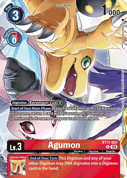 Digimon Card Game Sammelkarte BT17-007 Agumon alternatives Artwork 2