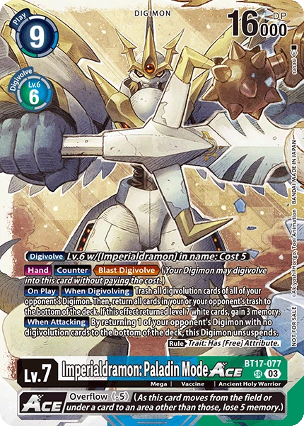 Digimon Card Game Sammelkarte BT17-077 Imperialdramon: Paladin Mode ACE alternatives Artwork 3