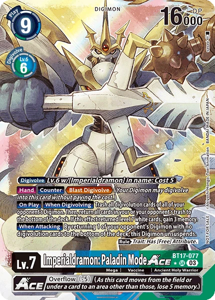 Digimon Card Game Sammelkarte BT17-077 Imperialdramon: Paladin Mode ACE alternatives Artwork 4